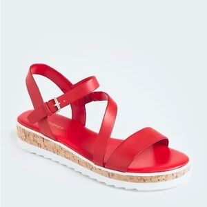 MARC FISHER Women's Grandie Wedge Sandal, Red, Size 10